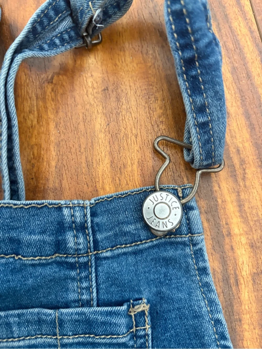 Justice Denim Lace Overalls Pockets Snap Button sides adjustable straps Youth 12